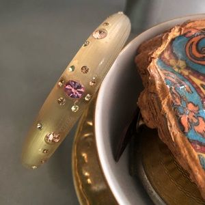 Pink Rhinestone Lucite Bangle Bracelet